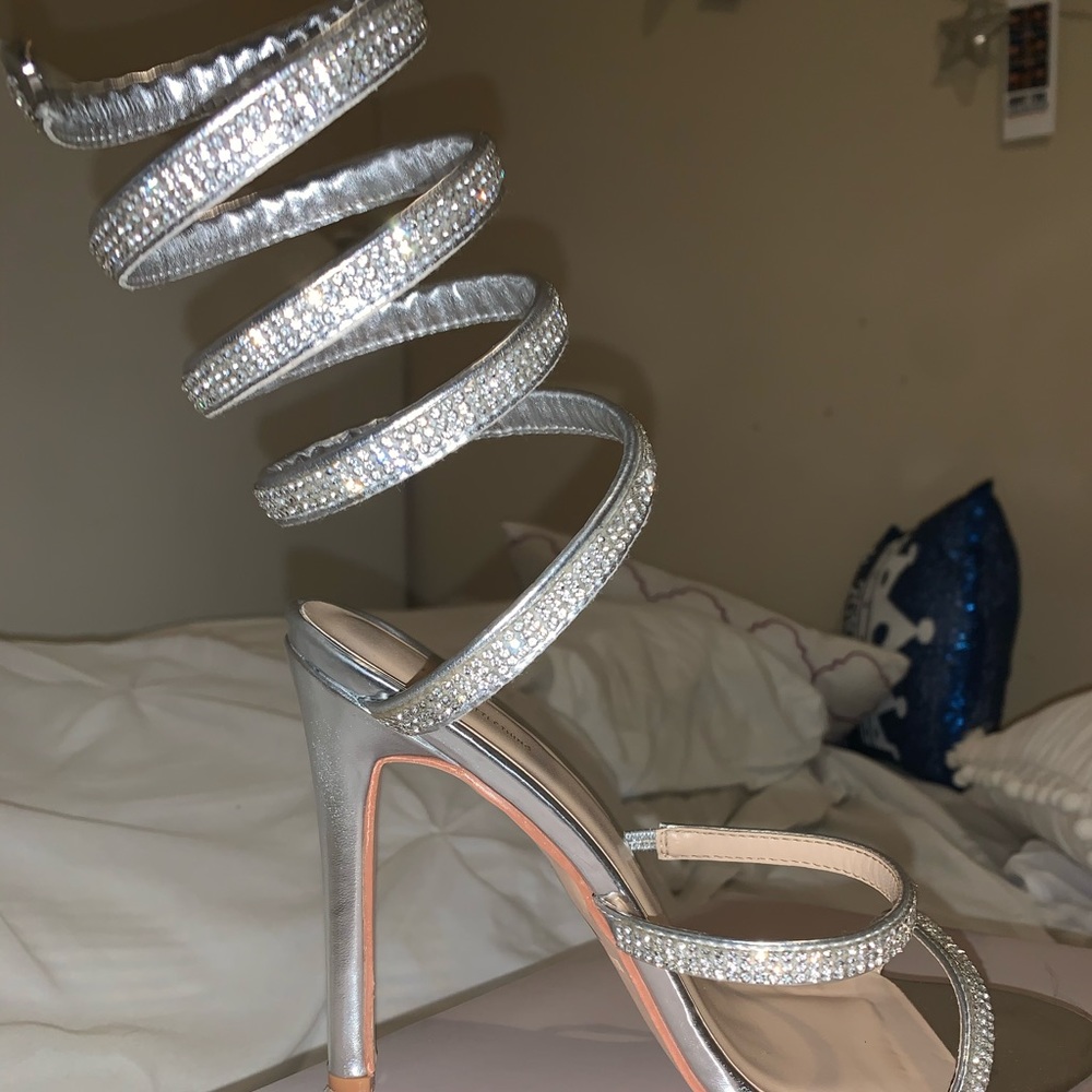 PrettyLittleThing Silver Jewel Diamanté Heel